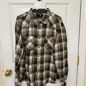 Frye Checkered Shirt Jacket in Black, Gray, and Cream
